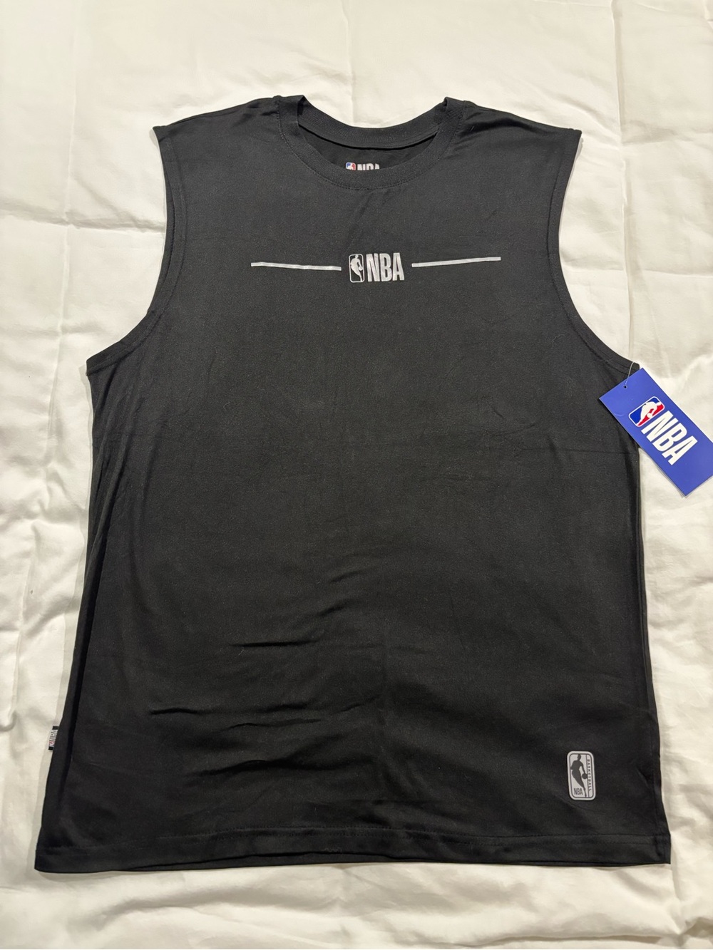 NBA Black Sleeveless Logo Tank with Subtle Gray Accents